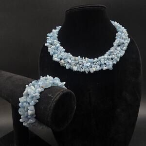 PZO Aquamarine Necklace Bracelet Set Blue Gemstone 925 Sterling Silver JTV